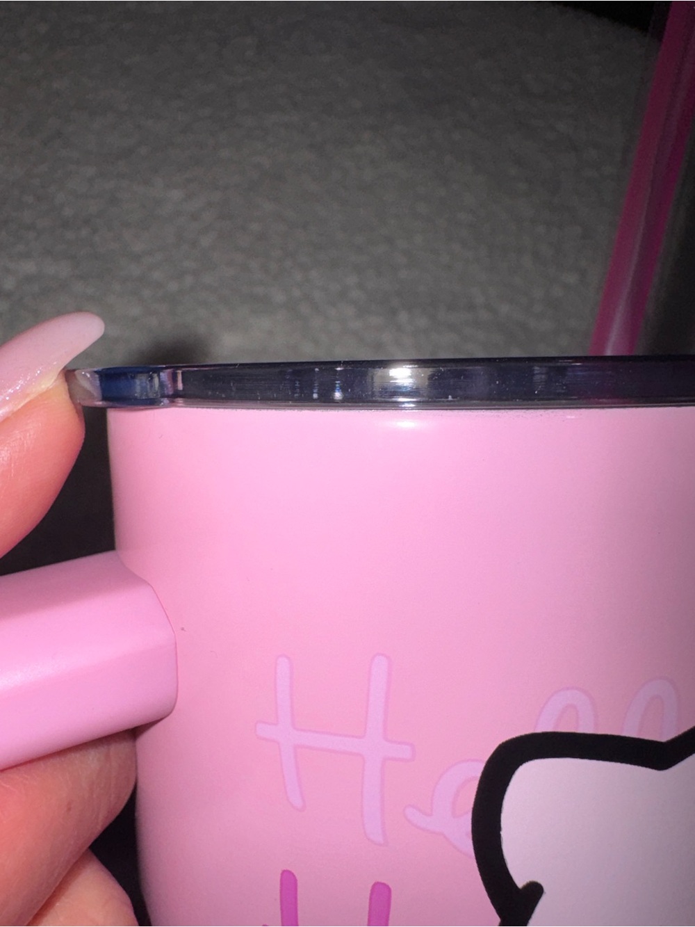 Hello Kitty- NWT  Pink Insulated Stainless Steel Tumbler with Handle and Straw - Picture 11 of 14